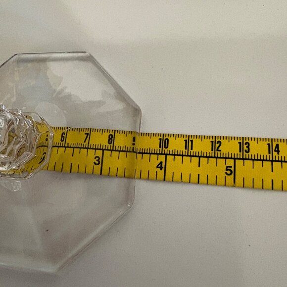 Clear Glass Fostoria Candlestick Holders Set Of 2 Octagonal Vintage 6.25in - Picture 5 of 6